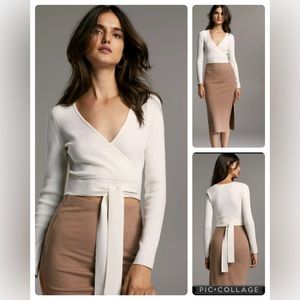 Aritzia White V-Neck Sweater